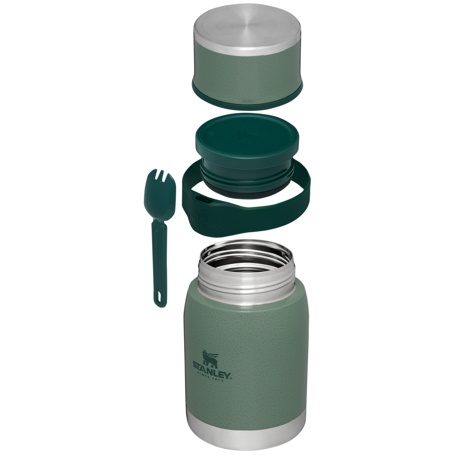 B2B_Web_PNG-The-Adventure-To-Go-Food-Jar-Spork-24OZ-Hammertone-Green-Hero-Exploded.png